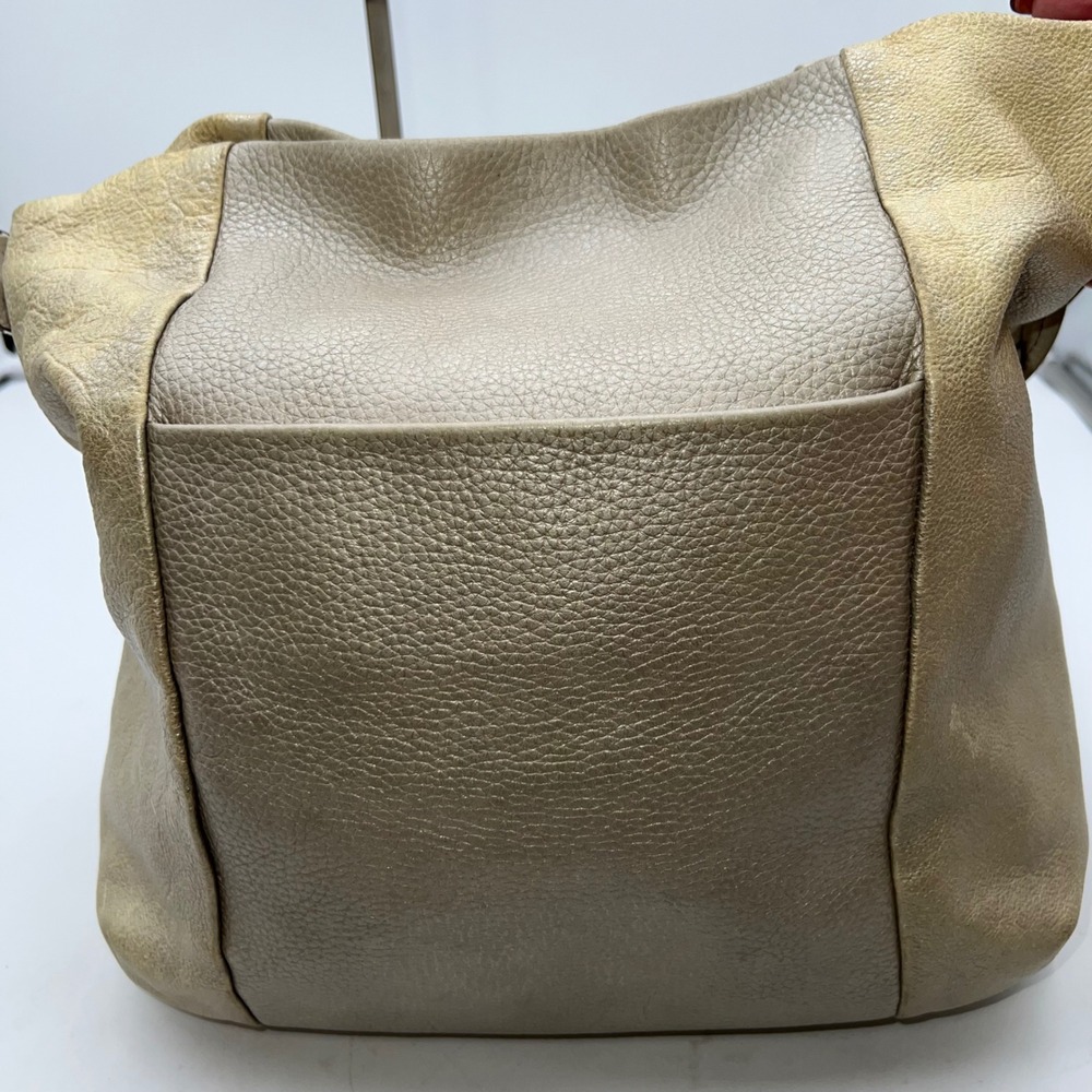 Brighton Metallic Beige Leather Hobo Shoulder Bag Chain Braided Strap Purse - Picture 7 of 10